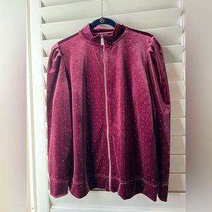 Anne Klein - NWT - 1X - Chianti/Gold - Full Zipper -Velour Jacket